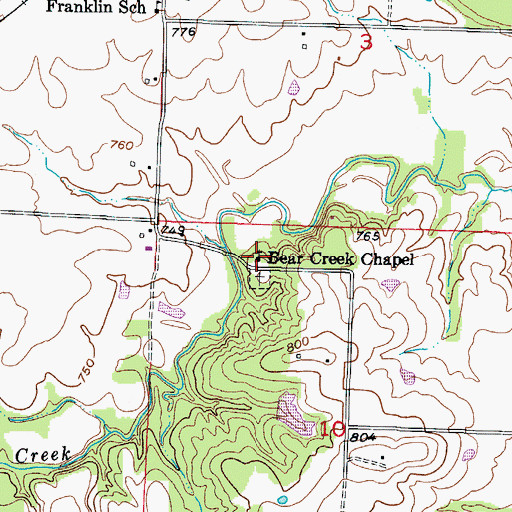 Topographic Map of Bear Creek Chapel, MO