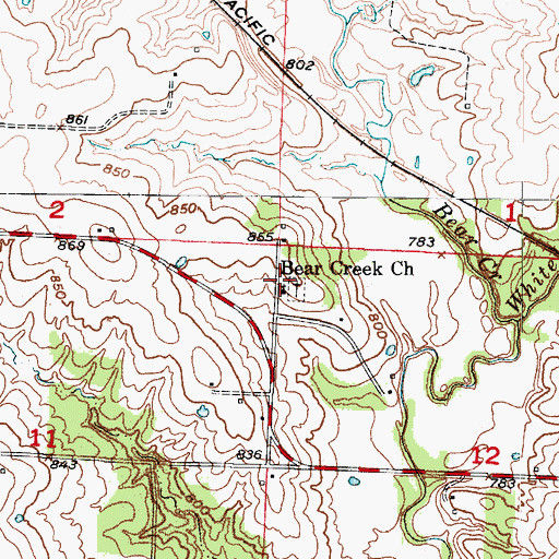 Topographic Map of Bear Creek Church, MO