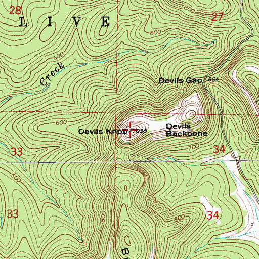 Topographic Map of Devils Knob, AR