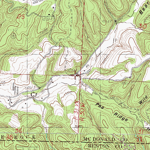 Topographic Map of Bear Hollow School (historical), MO