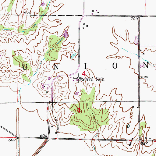 Topographic Map of Beard School, MO