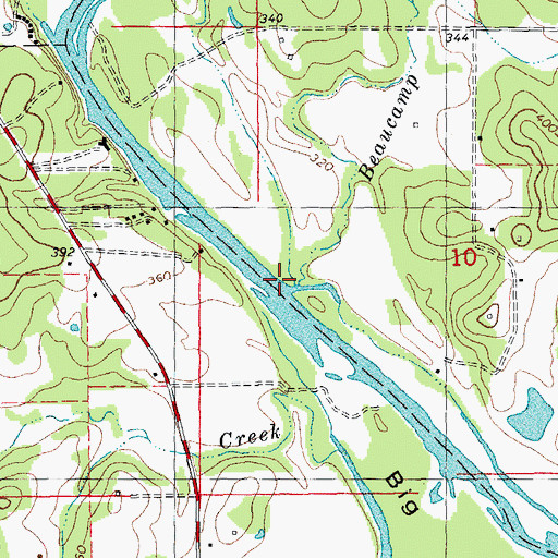 Topographic Map of Beaucamp Creek, MO