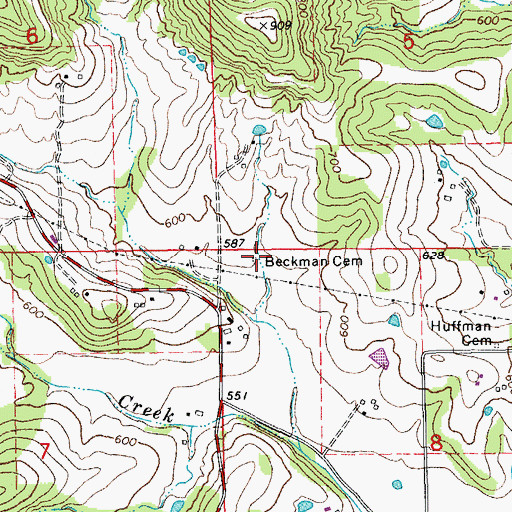 Topographic Map of Beckman Cemetery, MO