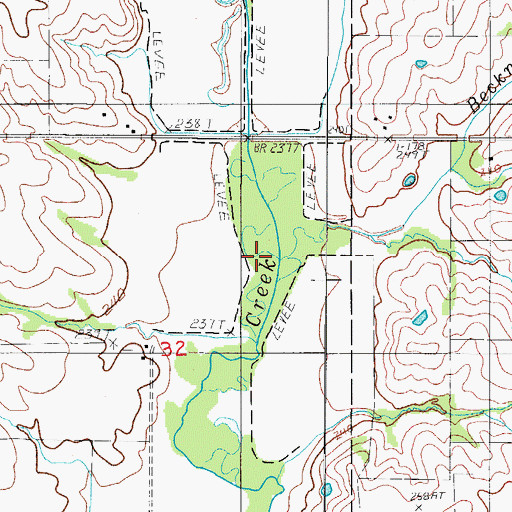Topographic Map of Beckner Branch, MO