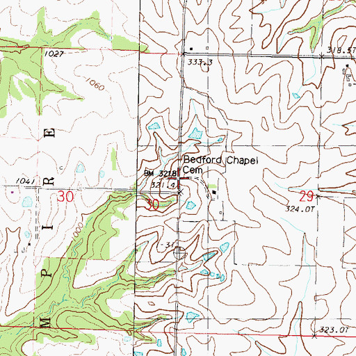 Topographic Map of Bedford Chapel (historical), MO