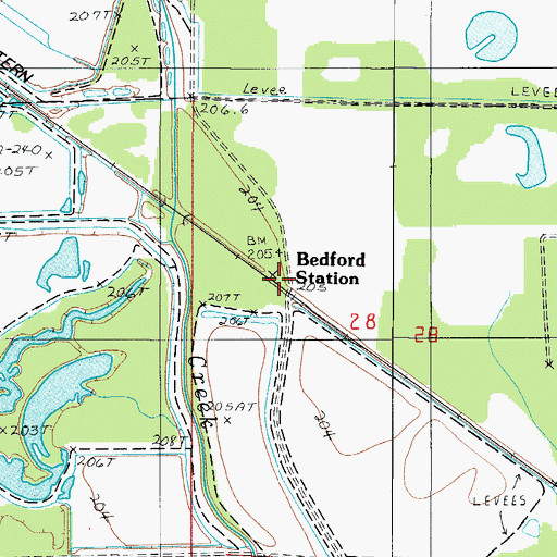 Topographic Map of Bedford Station, MO