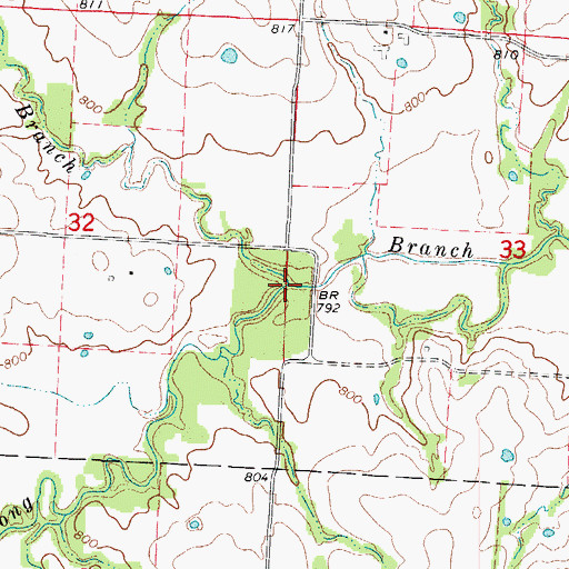 Topographic Map of Bee Branch, MO