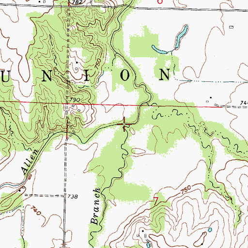 Topographic Map of Bee Branch, MO