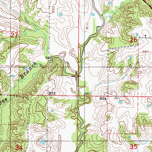 Topographic Map of Bee Branch, MO