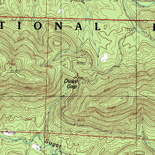 Topographic Map of Dicks Gap, AR