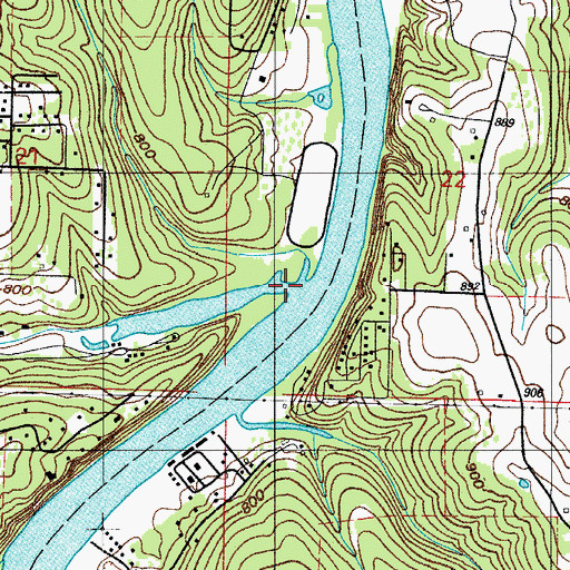 Topographic Map of Bee Creek, MO