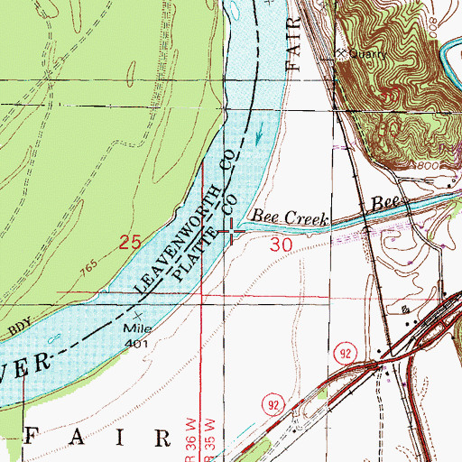 Topographic Map of Bee Creek, MO
