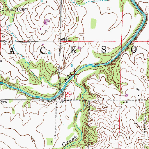 Topographic Map of Bee Creek, MO