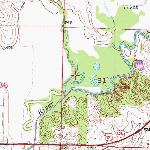 Topographic Map of Bee Creek, MO