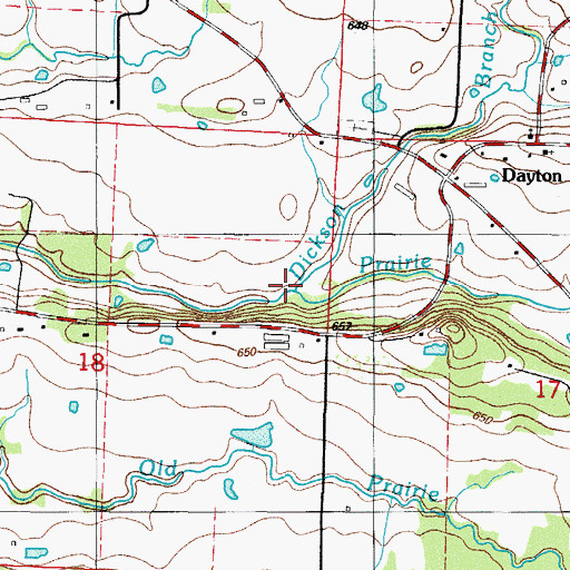 Topographic Map of Dickson Branch, AR