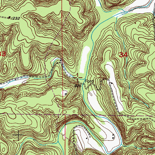 Topographic Map of Bee Rock Hollow, MO