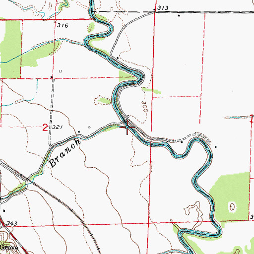 Topographic Map of Beech Grove Branch, MO