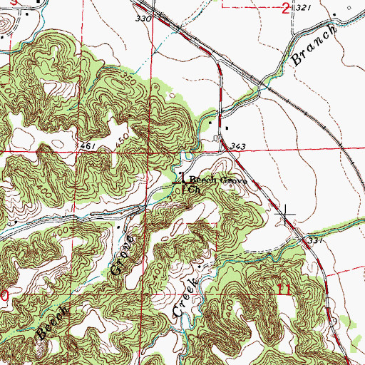 Topographic Map of Beech Grove Church, MO