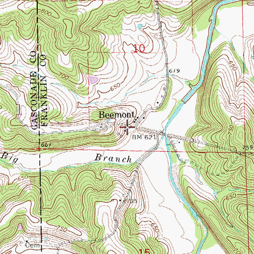 Topographic Map of Beemont, MO