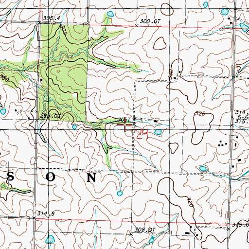 Topographic Map of Beggs School (historical), MO