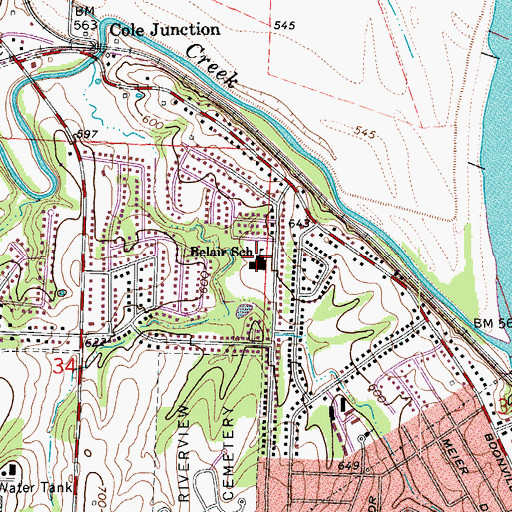 Topographic Map of Belair Elementary School, MO