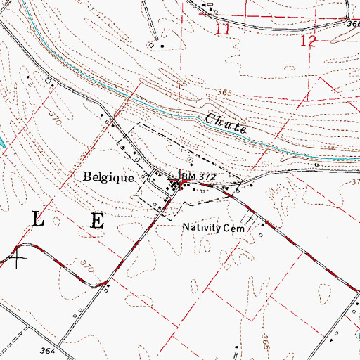 Topographic Map of Belgique, MO