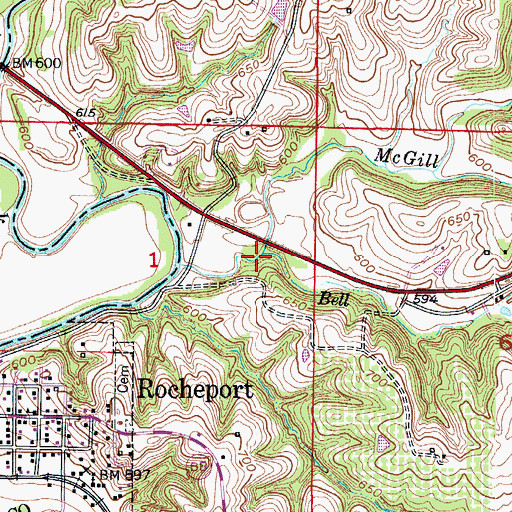 Topographic Map of Bell Branch, MO