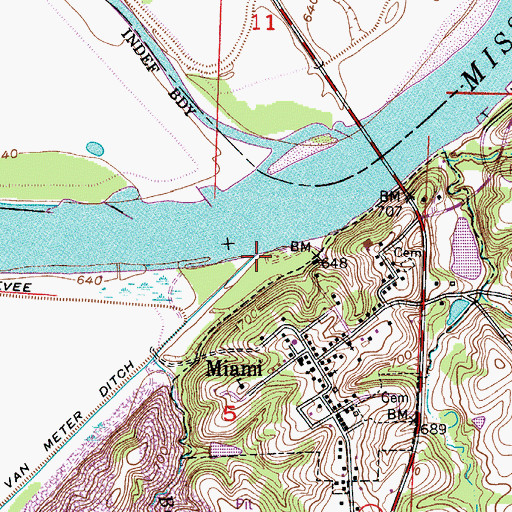 Topographic Map of Bell Branch, MO