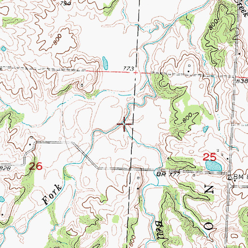 Topographic Map of Bell Branch, MO