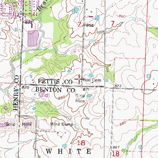 Topographic Map of Bell Cemetery, MO