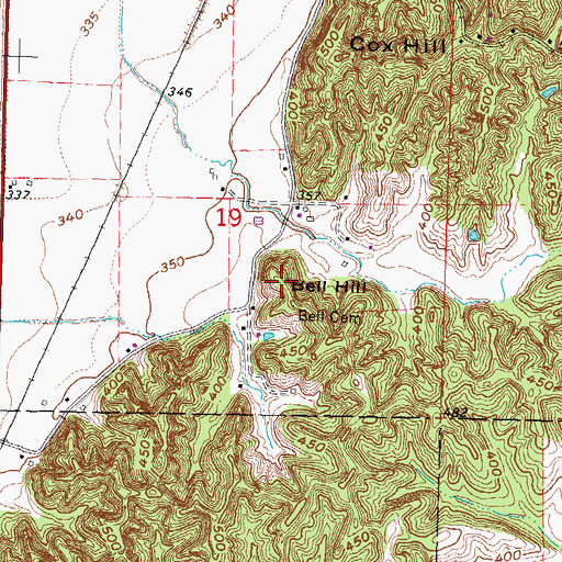 Topographic Map of Bell Hill, MO