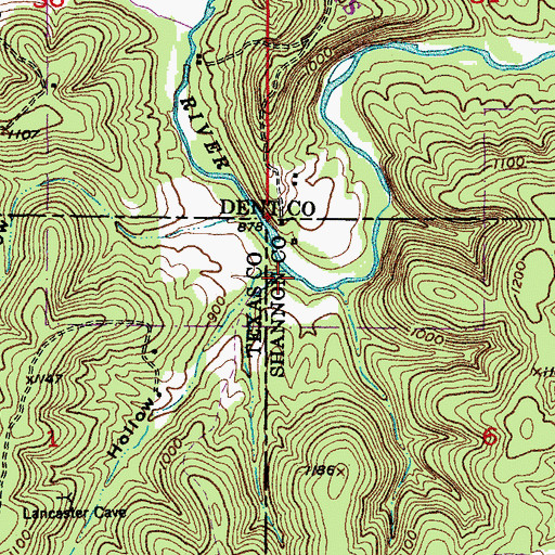 Topographic Map of Bell Hollow, MO