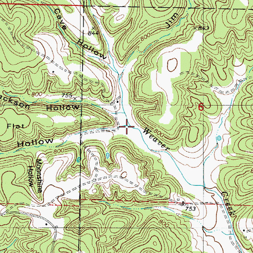 Topographic Map of Bell Hollow, MO