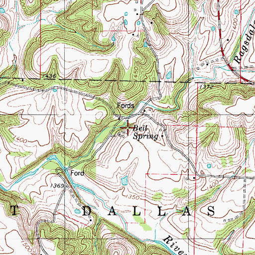Topographic Map of Bell Spring, MO