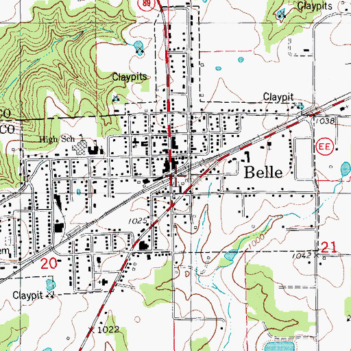 Topographic Map of Belle, MO