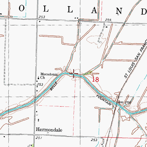 Topographic Map of Belle Fountain Ditch, MO