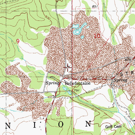 Topographic Map of Belle Fountain School, MO