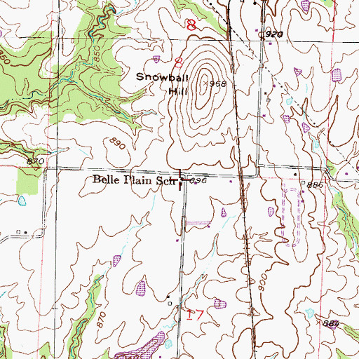 Topographic Map of Belle Plain School, MO