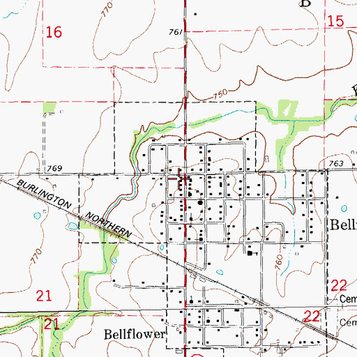 Topographic Map of Bellflower, MO