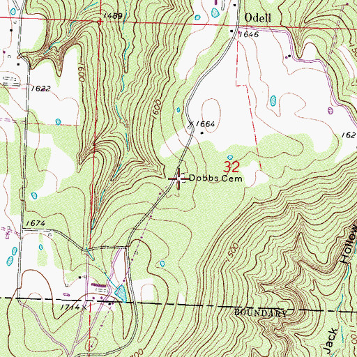 Topographic Map of Dobbs Cemetery, AR
