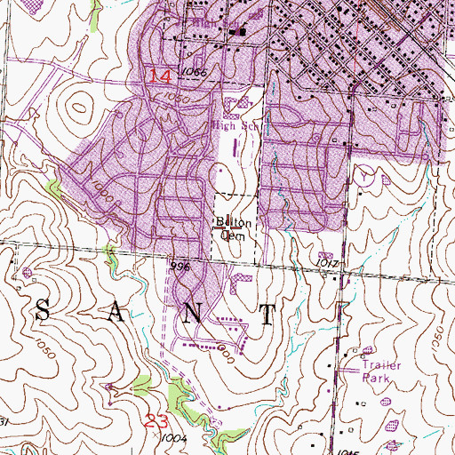 Topographic Map of Belton Cemetery, MO