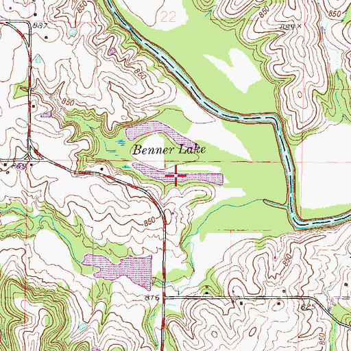 Topographic Map of Benner Lake, MO