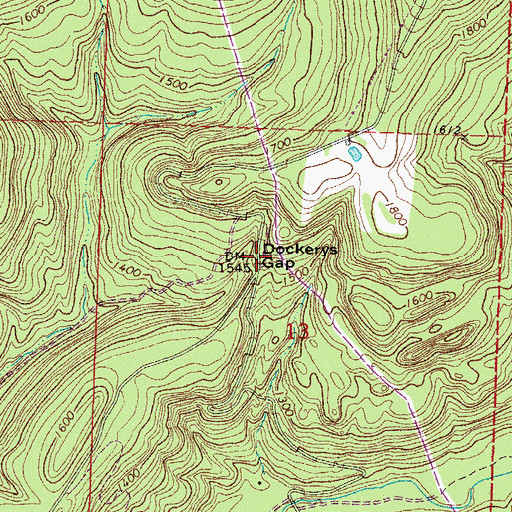 Topographic Map of Dockerys Gap, AR