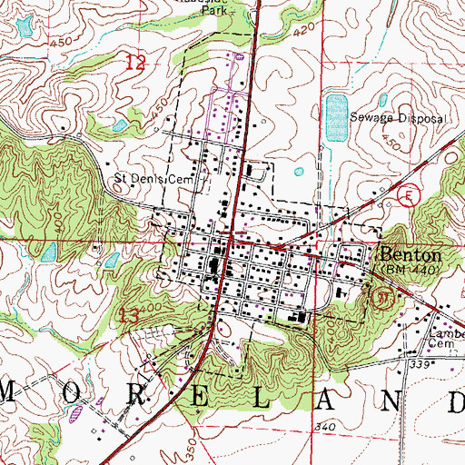 Topographic Map of Benton, MO