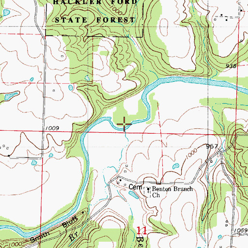 Topographic Map of Benton Branch, MO