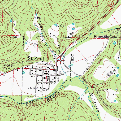 Topographic Map of Dog Branch, AR