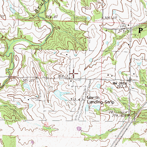 Topographic Map of Benton School (historical), MO