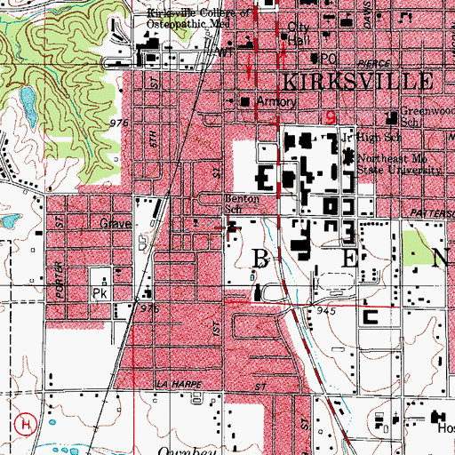 Topographic Map of Benton School, MO