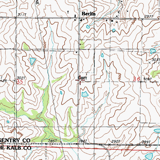 Topographic Map of Berlin Cemetery, MO