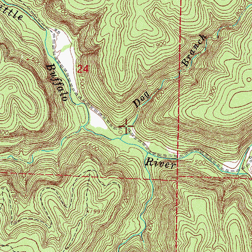 Topographic Map of Dog Branch, AR
